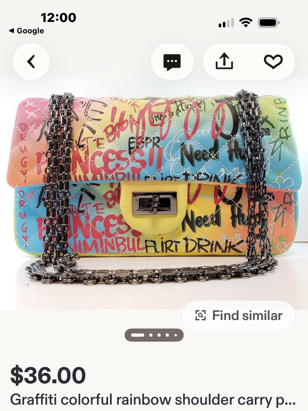 PASSION PIRATE ladies, graffiti printed purse preowned shows a few signs of wear - Picture 2 of 12